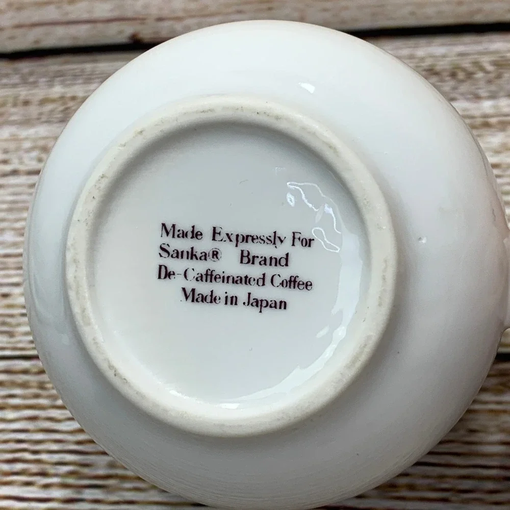 Vintage Sanka Coffee Pot Creamer Server Decaffeinated Japan Ceramic Teapot w Lid